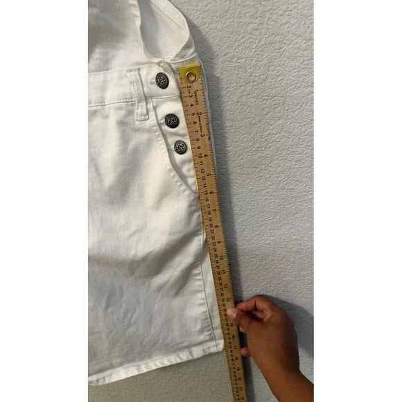 Lee Womens White Denim Overall Shorts Size S Stretch Bib Utility Summer 11233578 - Picture 8 of 11